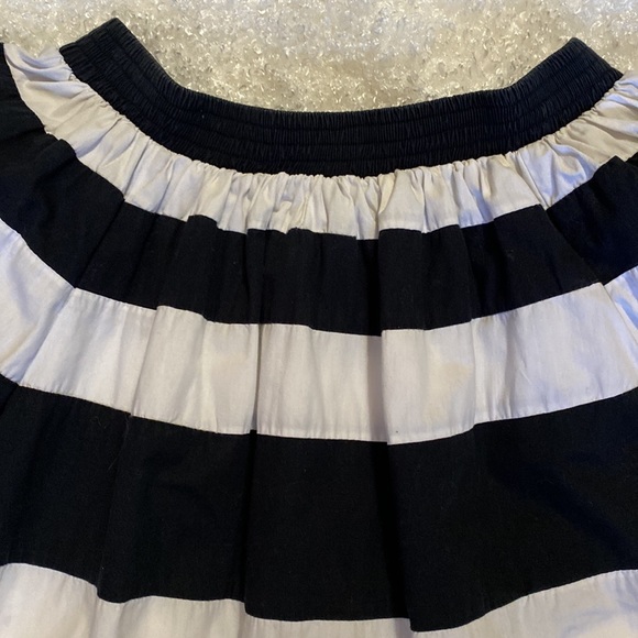 MLM Off Shoulder Black & White Wide Striped Cropped Puffy Long Sleeve Top  XS - Picture 11 of 13